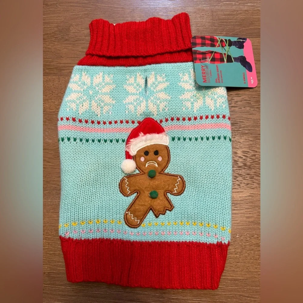Merry Makings Gingerbread Man Dog Sweater Size XS NWT